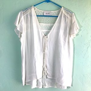 Miss Me peasant top with flutter sleeve